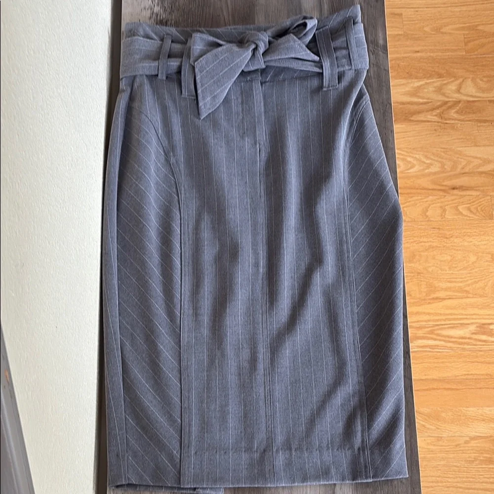 Arden B. Gray PinstripePencil Skirt With Bow Belt Size 2